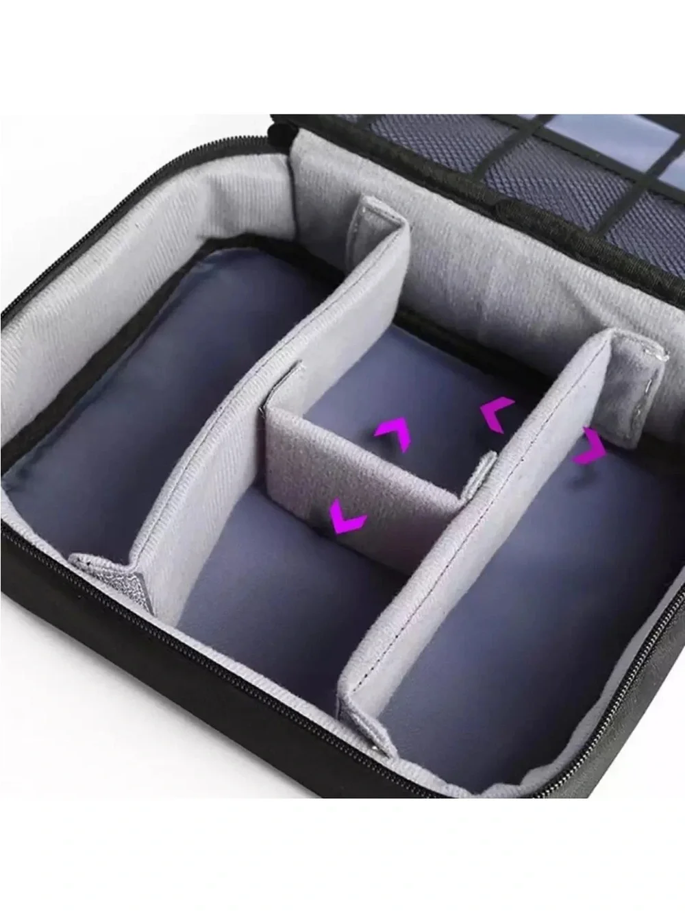 Black and Gray Tablet Accessory Organizer Case with Elastic Slots
